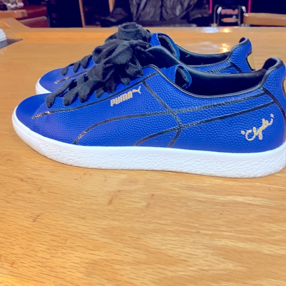 Puma Other - Like New 10.5 PUMA, CLYDE FRAISER, Low Cut Shoes, Blue W/ Black & Gold Letters